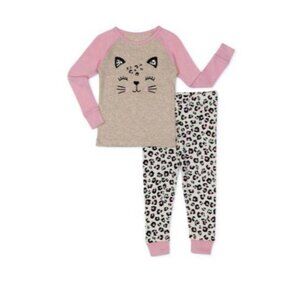 12 Months Girls' Cheetah Cotton Sleep Set, 2 Piece Pajama